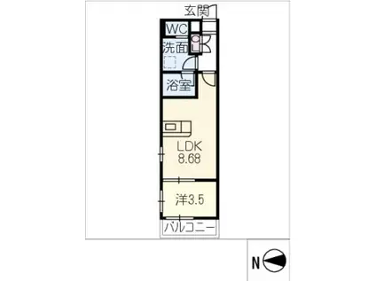 ARIVIA知立(1LDK/2階)の間取り写真