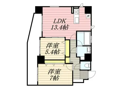 アルカディア平岸(2LDK/10階)の間取り写真