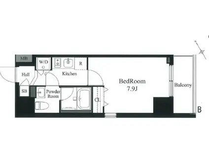 ラティエラ秋葉原(1K/2階)の間取り写真