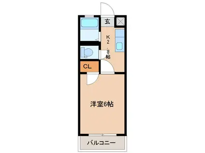 ブラッサム(1K/1階)の間取り写真
