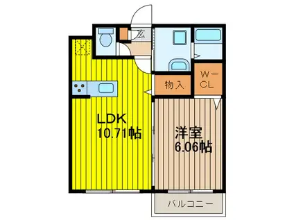 VILL・DES・JOIE浦和白幡(1LDK/1階)の間取り写真