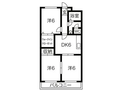 グランデ住吉A(3DK/2階)の間取り写真