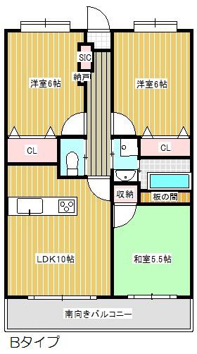 シェーン・ベルク安東(3LDK/4階)の間取り写真