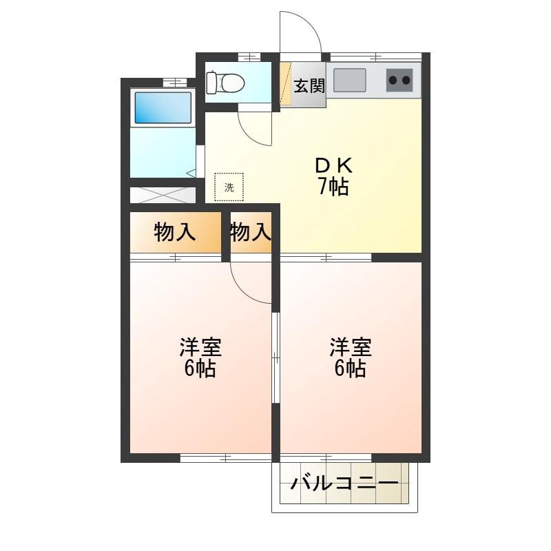 ハイグレード望月(2DK/2階)の間取り写真