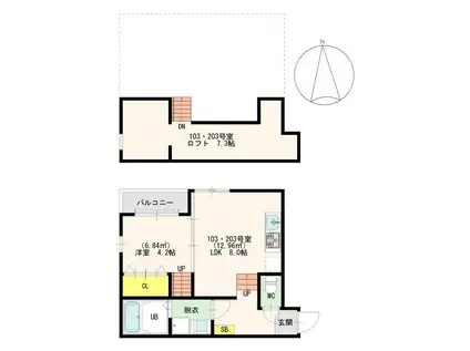 クレストコート福大前(1LDK/1階)の間取り写真