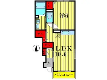 マリージョアI(1LDK/1階)の間取り写真