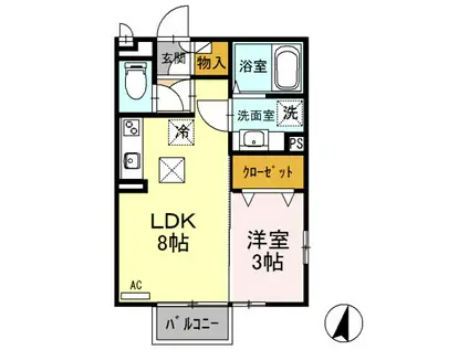 ローレル敷島(1LDK/1階)の間取り写真