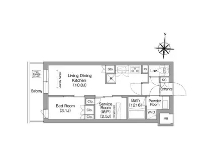 コンフォリア・リヴ南品川(1SLDK/2階)の間取り写真