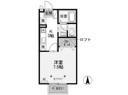 ルーチェA(1K/2階)の間取り写真