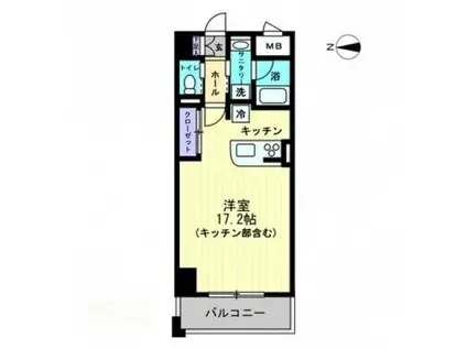 アルファレガロ中央町(1K/9階)の間取り写真