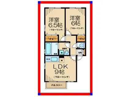 GRATEFUL(2LDK/2階)の間取り写真