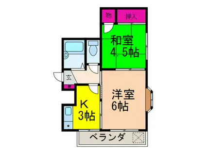 コアフール曽根(2K/2階)の間取り写真