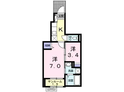 アンサンブルII(2K/1階)の間取り写真