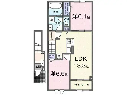 メゾン ド ソアレII(2LDK/2階)の間取り写真