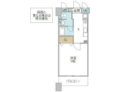 フォーライフネオ水戸(1K/10階)の間取り写真