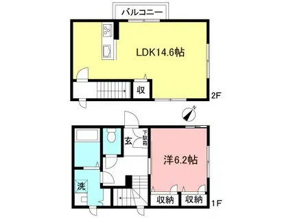 LEGATO(1LDK/1階)の間取り写真