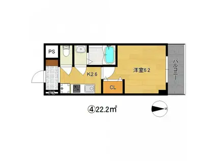 グランパシフィック今里南(1K/4階)の間取り写真