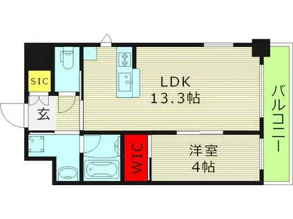 URBANLINK森小路駅前 旧ルネフラッツ(1LDK/1階)の間取り写真