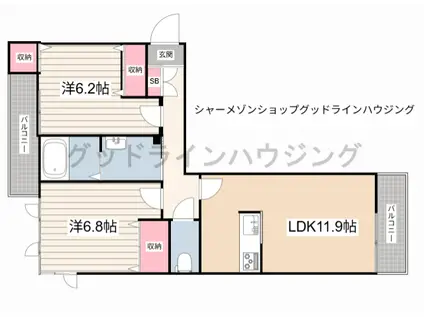 メゾンドアルファ末広(2LDK/1階)の間取り写真
