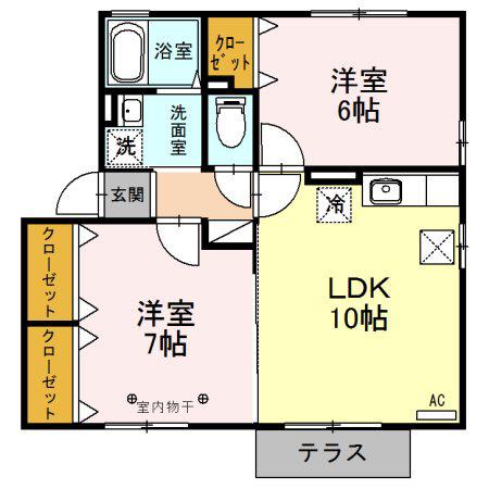 コーポ栄 III(2LDK/1階)の間取り写真