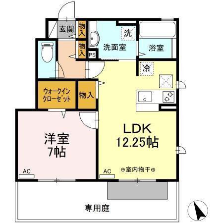 エスペランサ(1LDK/1階)の間取り写真