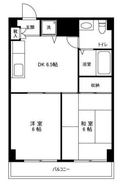 パークサイド関(2DK/3階)の間取り写真