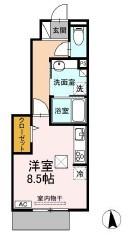 アデランテ(ワンルーム/1階)の間取り写真
