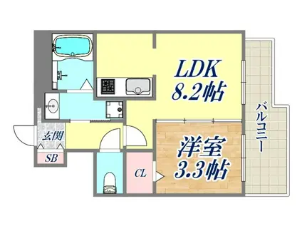 ピノ甲東園(1LDK/2階)の間取り写真