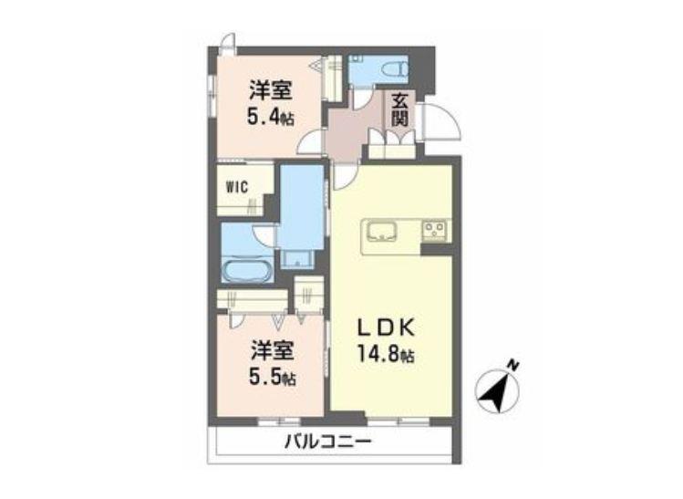 シャーメゾンエレガント A(2LDK/2階)の間取り写真