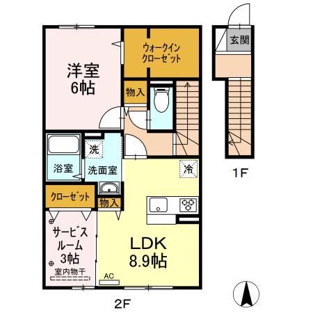 セジュール雅 A棟(1SLDK/2階)の間取り写真