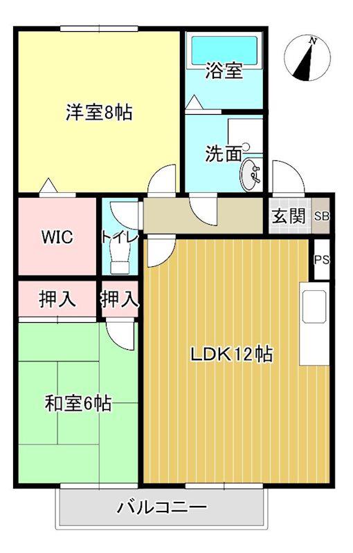 ピュアガーデン春日西(2LDK/2階)の間取り写真