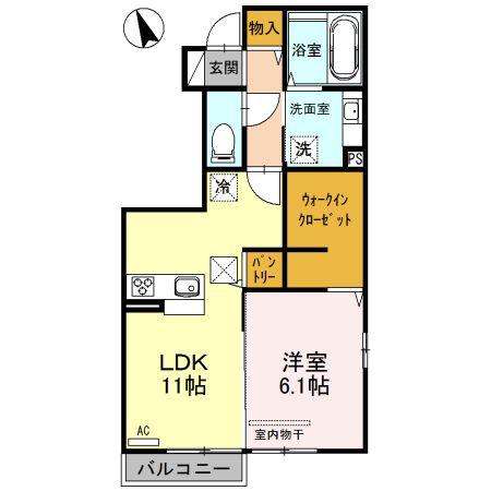 アイリス(1LDK/1階)の間取り写真