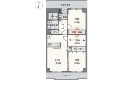 サンセール(2SLDK/6階)の間取り写真