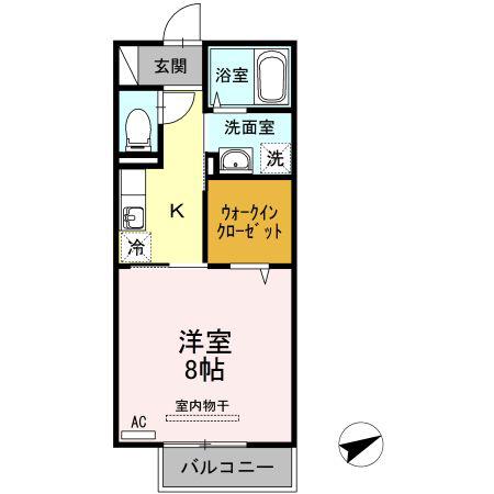 プランドール今宿(1K/2階)の間取り写真