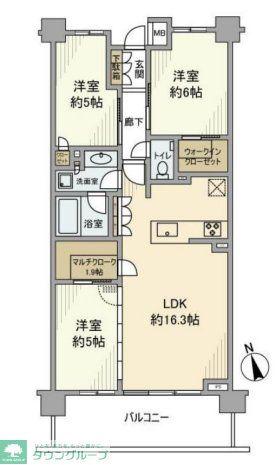 グランリビオ浜田山(3LDK/2階)の間取り写真