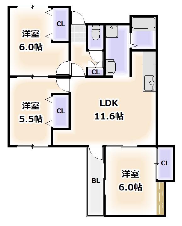 メゾンエトワール(3LDK/7階)の間取り写真