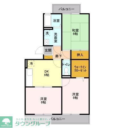 ランドウィン五番館(3DK/2階)の間取り写真