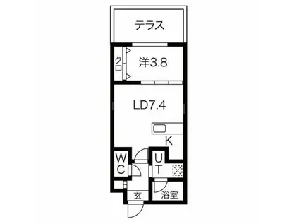 アルファスクエア福住2条(1LDK/1階)の間取り写真