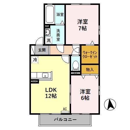 セジュール直江 B棟(2LDK/2階)の間取り写真