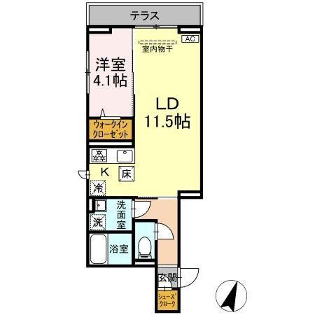 D-SOLACE祐光 A(1LDK/1階)の間取り写真