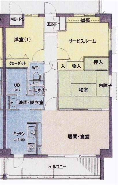 シャトー北条(3LDK/4階)の間取り写真