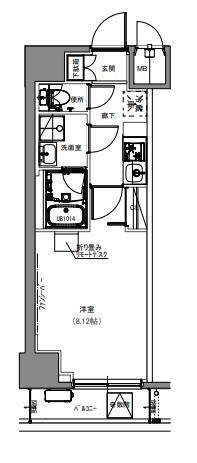 S-RESIDENCE両国緑(1K/2階)の間取り写真