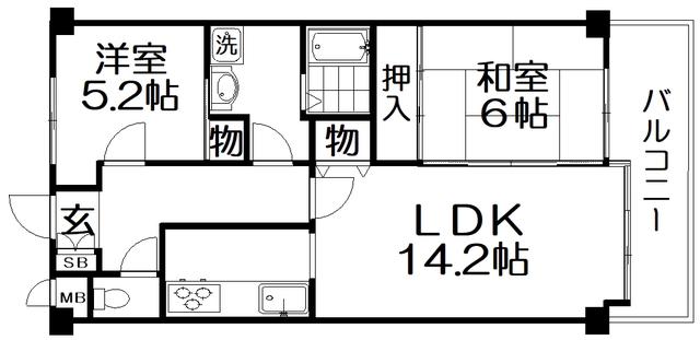 アズステーション星田(2LDK/5階)の間取り写真