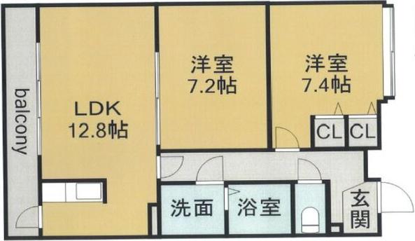 リバーグラス(2LDK/1階)の間取り写真