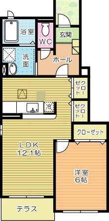 フォレステージII(1LDK/1階)の間取り写真