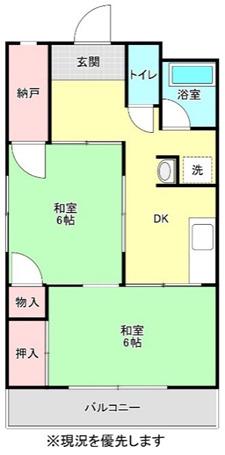 高橋ハイツ(2DK/2階)の間取り写真