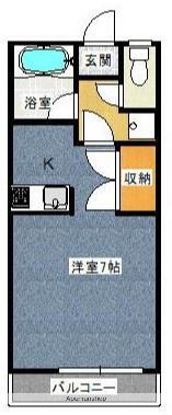 ライラックハイツ(1K/2階)の間取り写真