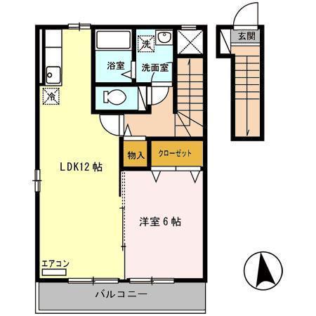 サンクレスト B(1LDK/2階)の間取り写真