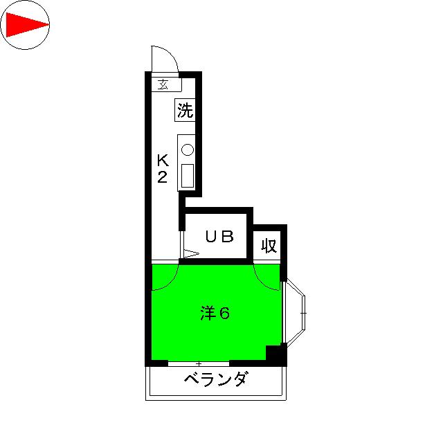 ロイヤルハイム上野(1K/2階)の間取り写真