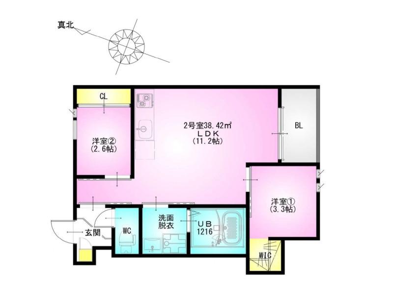 REGALEST KB 土呂駅前(2LDK/1階)の間取り写真